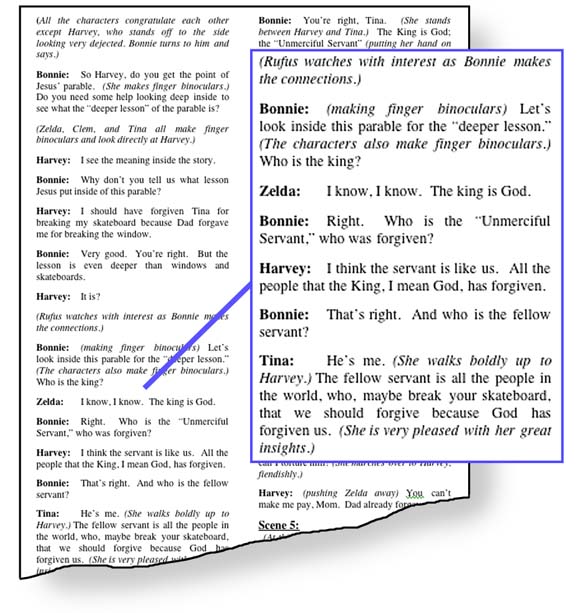 An image of the SKITuations script showing examples of biblical truth.