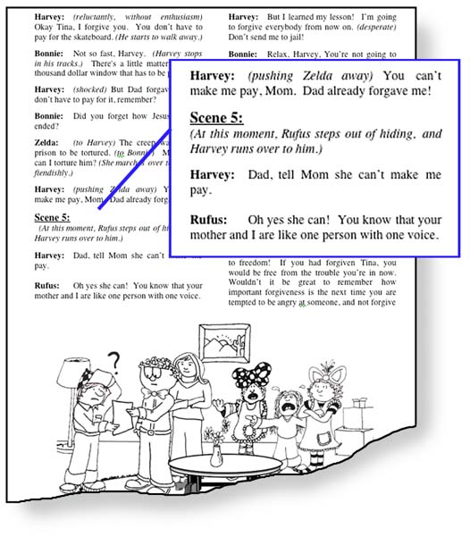 An image of the SKITuations script showing examples of "traditional values."