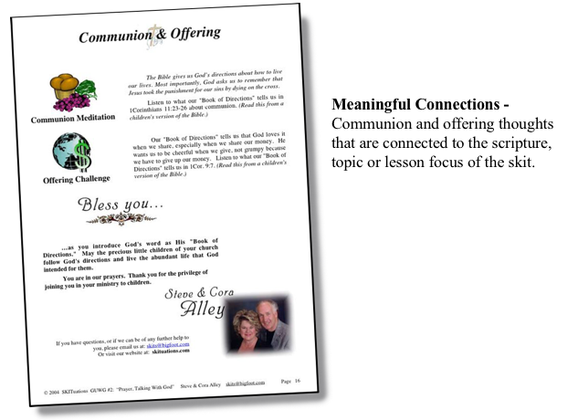 An image of the SKITuations Communion & Offering page.